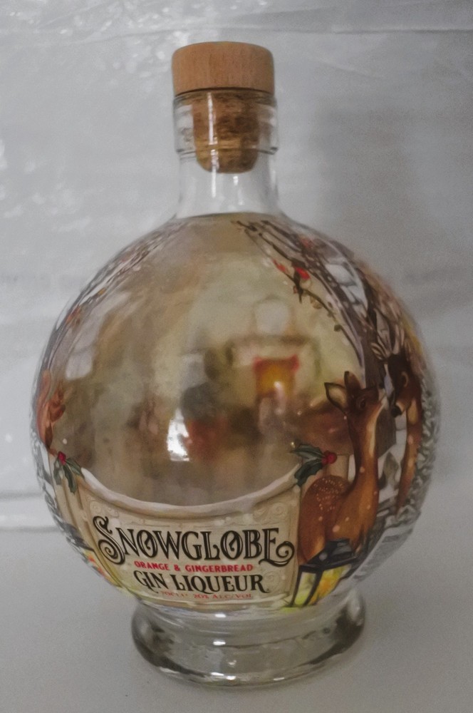 Empty Liqueur Bottle Orange & Gingerbread Light Up Snow Globe