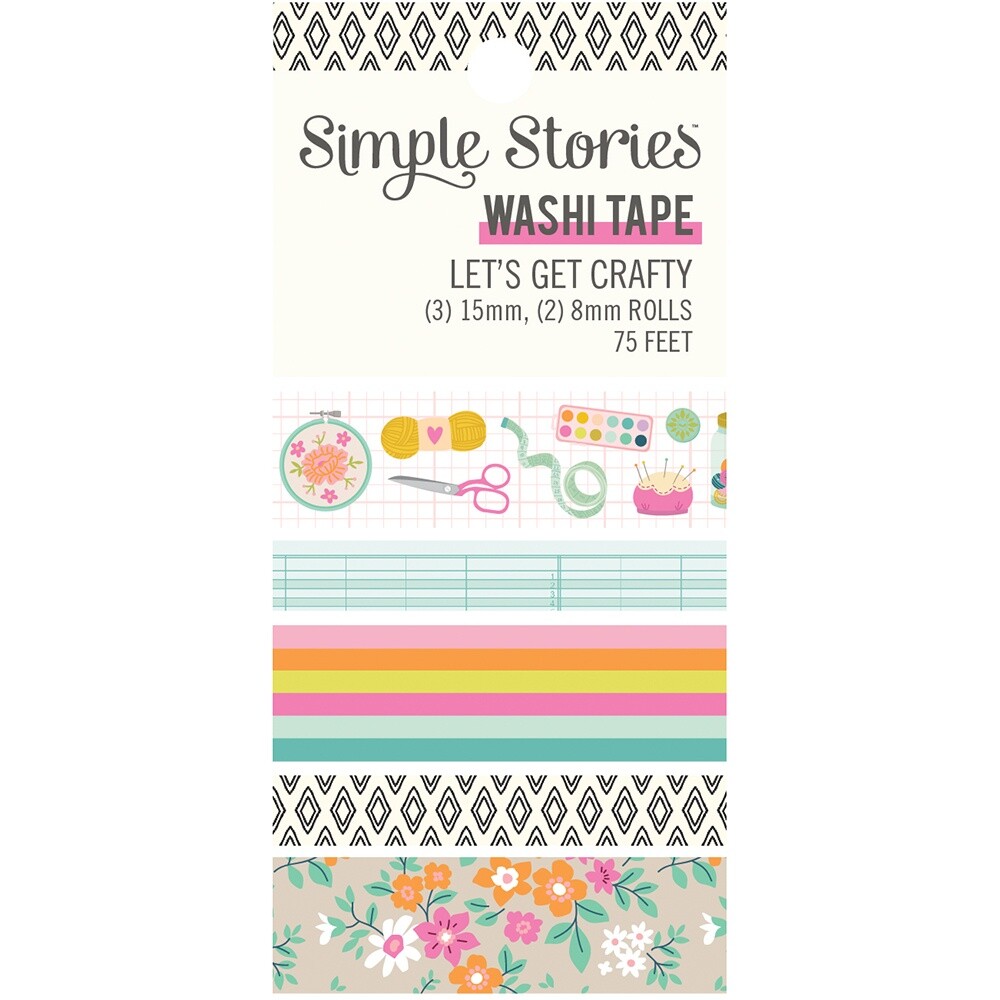 Simple Stories Let's Get Crafty Washi Tape 5/Pkg