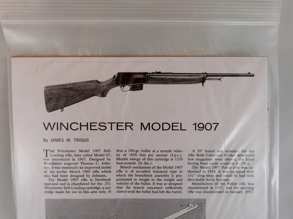 WINCHESTER MODEL 1907 RIFLE BREAK DOWN INSTRUCTION KIT