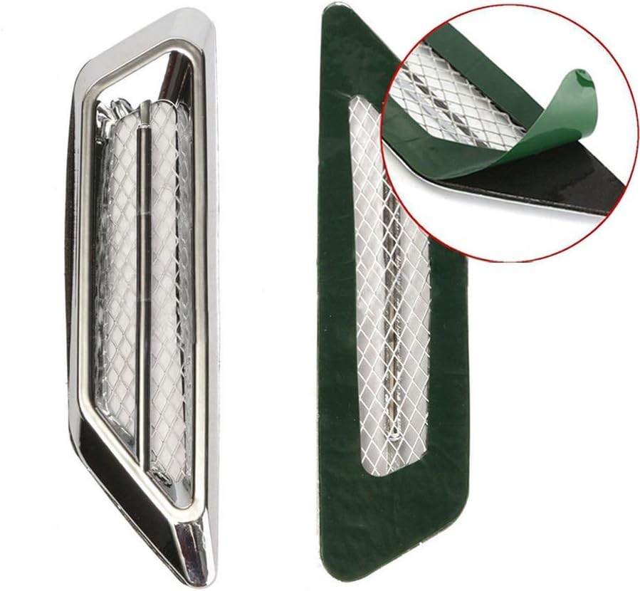 Car Side Mesh Vent, Universal Air Flow Chrome Fender Side Vent Decor -Type 1
