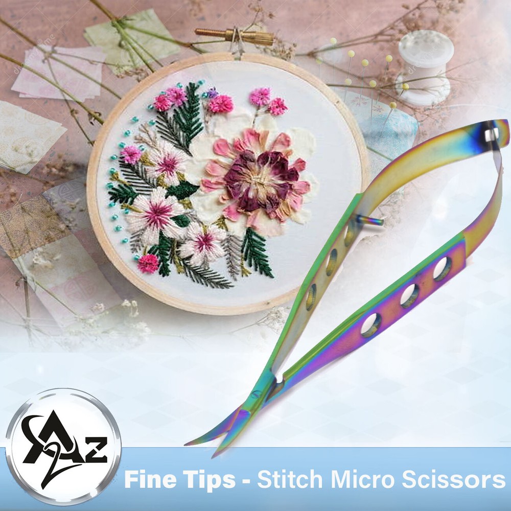 Multi Titanium Color Embroidery Sewing Quilting Snip Scissors Sharp 5.5" Curved