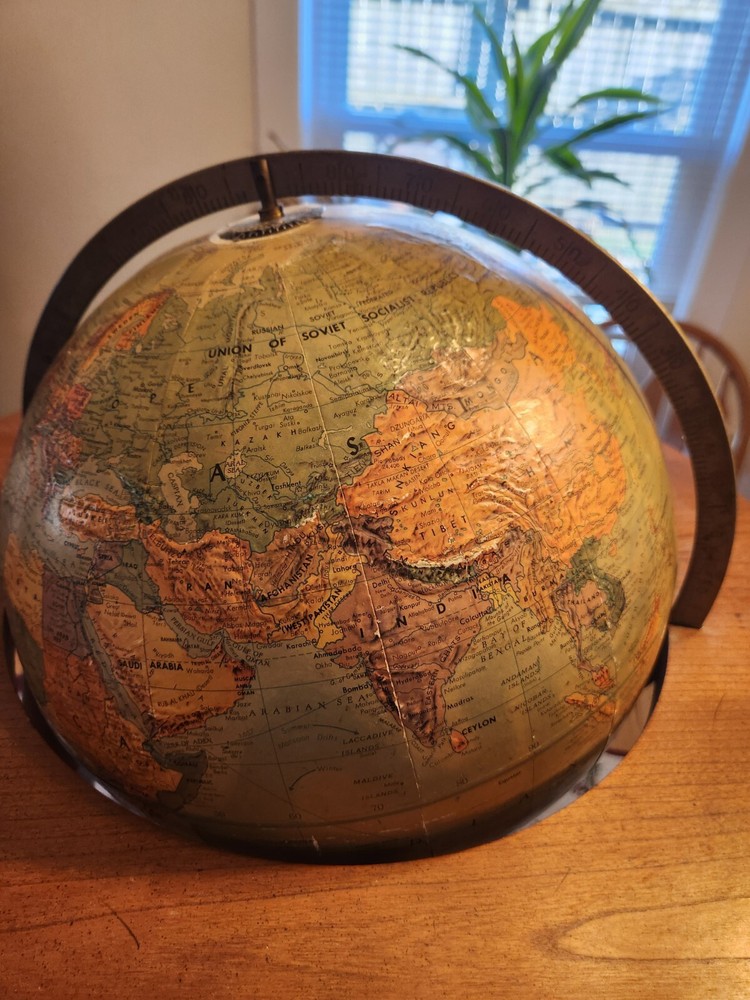 Vintage Replogle Stereo Relief 12” Globe USSR
