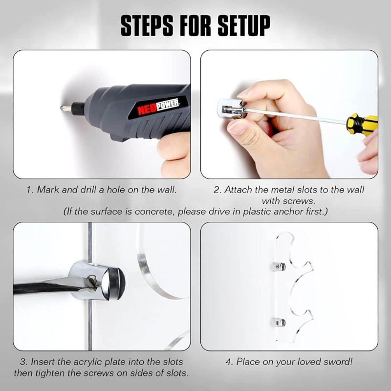 Muti-Functional Wall Mounted Stand Bracket for Storing and Displaying Swords