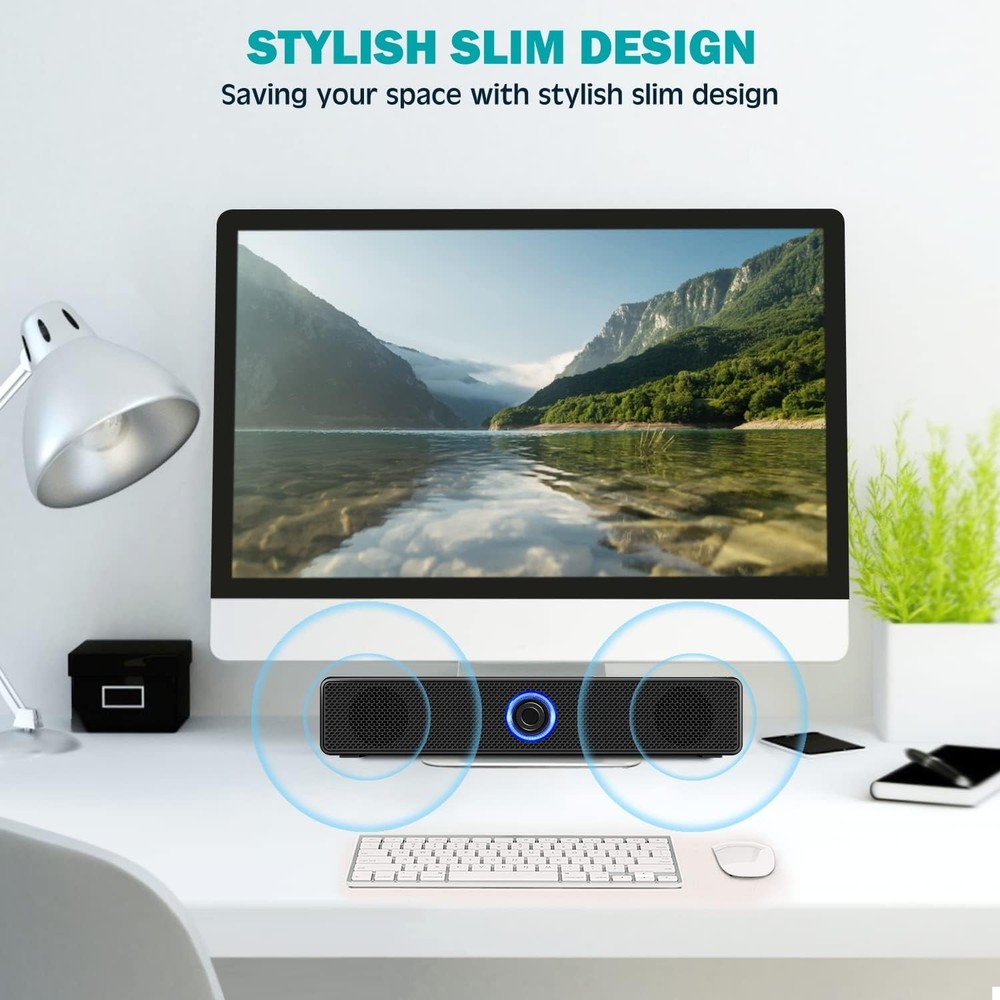Computer Speakers, USB Powered PC Speakers Wired Stereo Desktop Black
