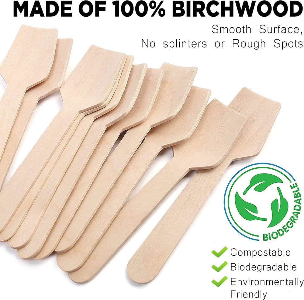 Wooden Spoon,100 Pack Disposable Spoons, 95mm/3.7" Biodegradable and Compostable