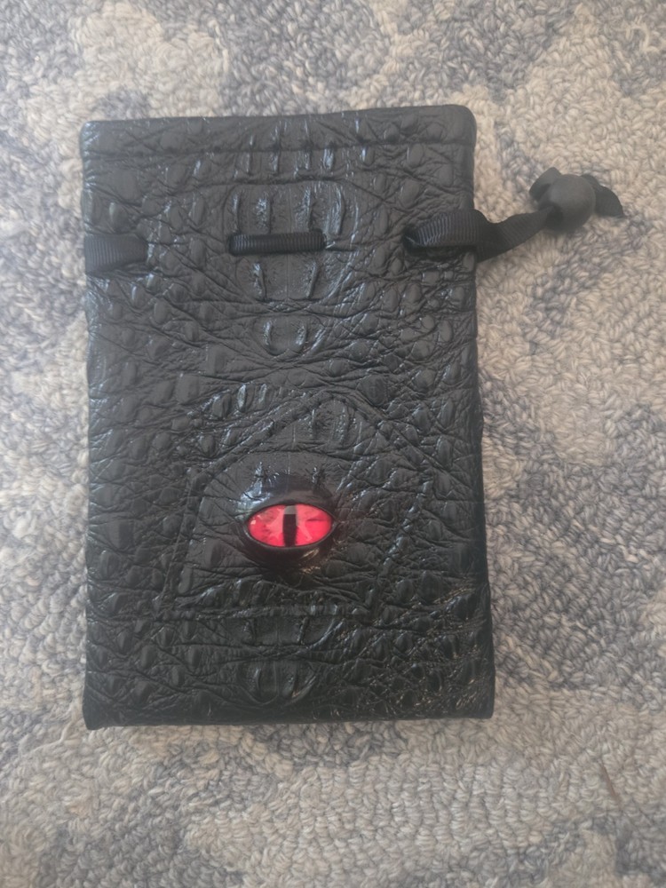 Haxtec Dice Bag Dragon Red Eye Drawstring Leather DND Dice Storage Pouch  RPG