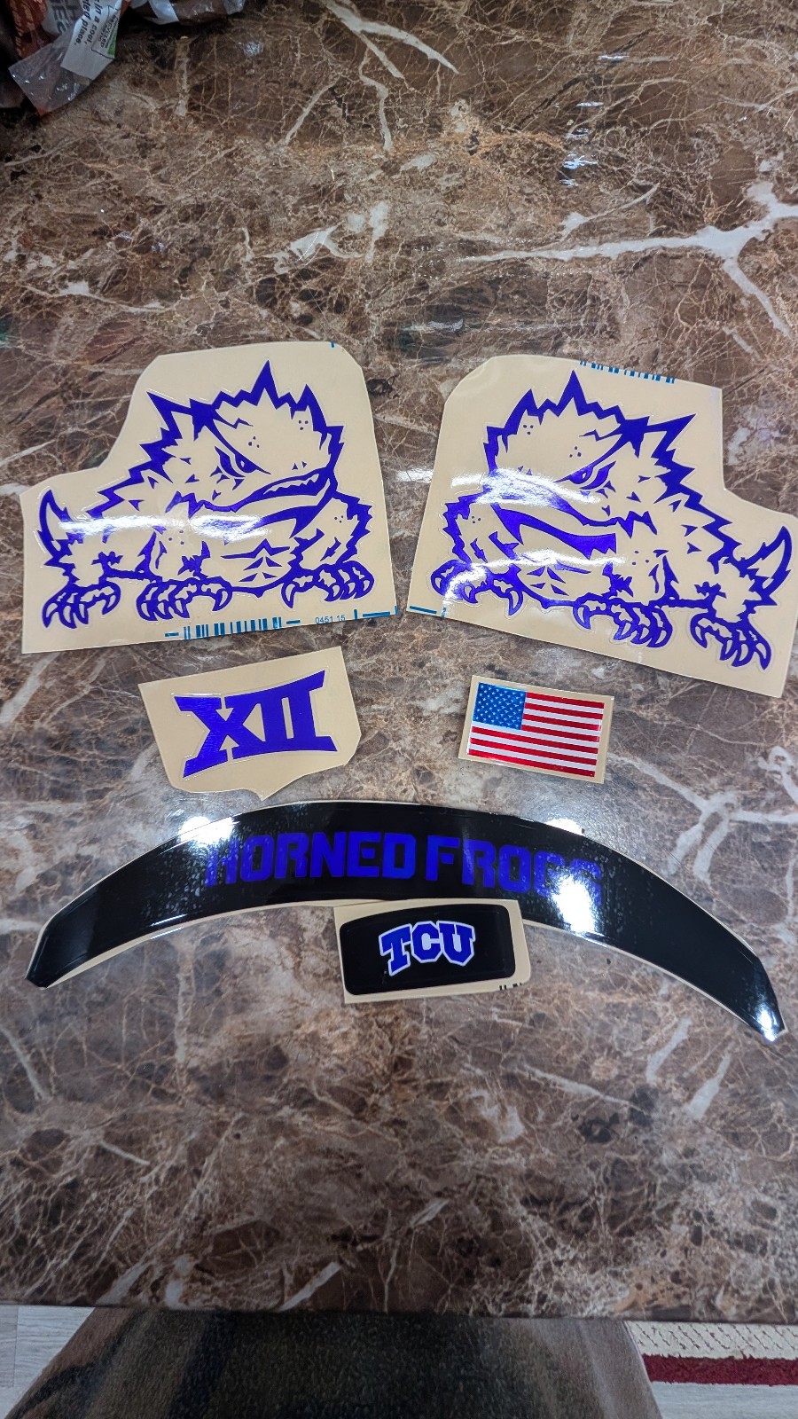 TCU Horned Frogs 2 football helmets 3M vinyl decals chrome Purple Full size