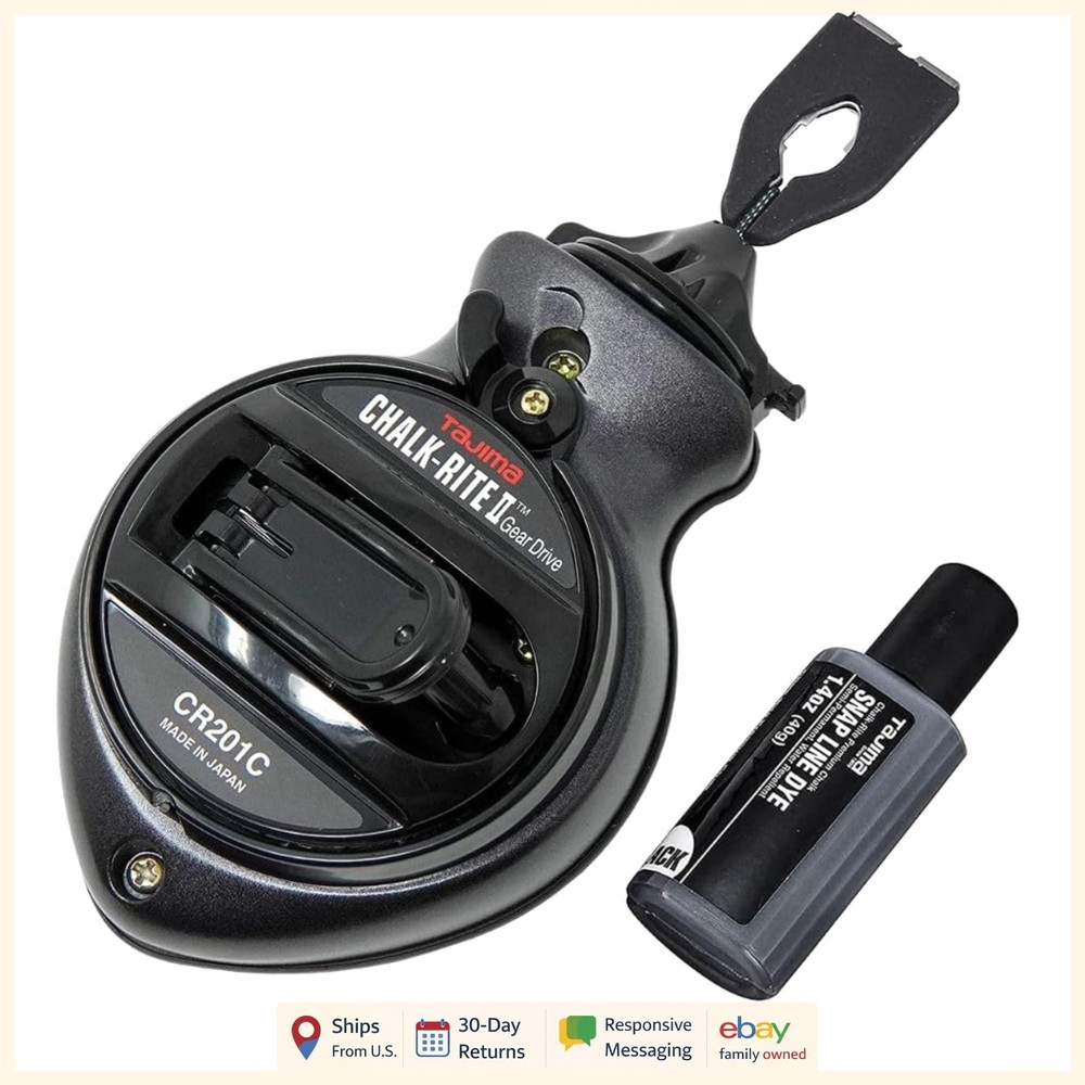 Durable Aluminum Chalk Line with Refillable Micro Chalk and Snap Closure