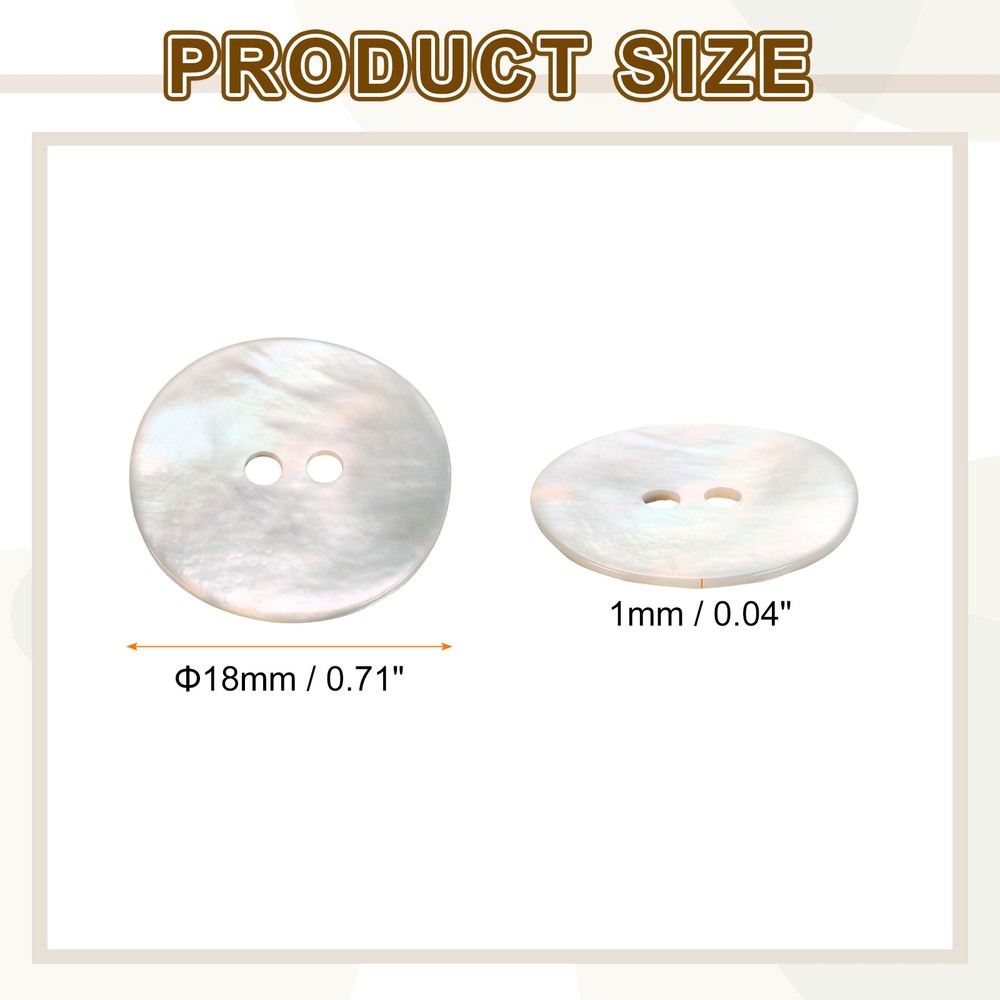 10pcs Pearl Shell Buttons 0.71" Round Shell Sewing Button for Cloth Craft