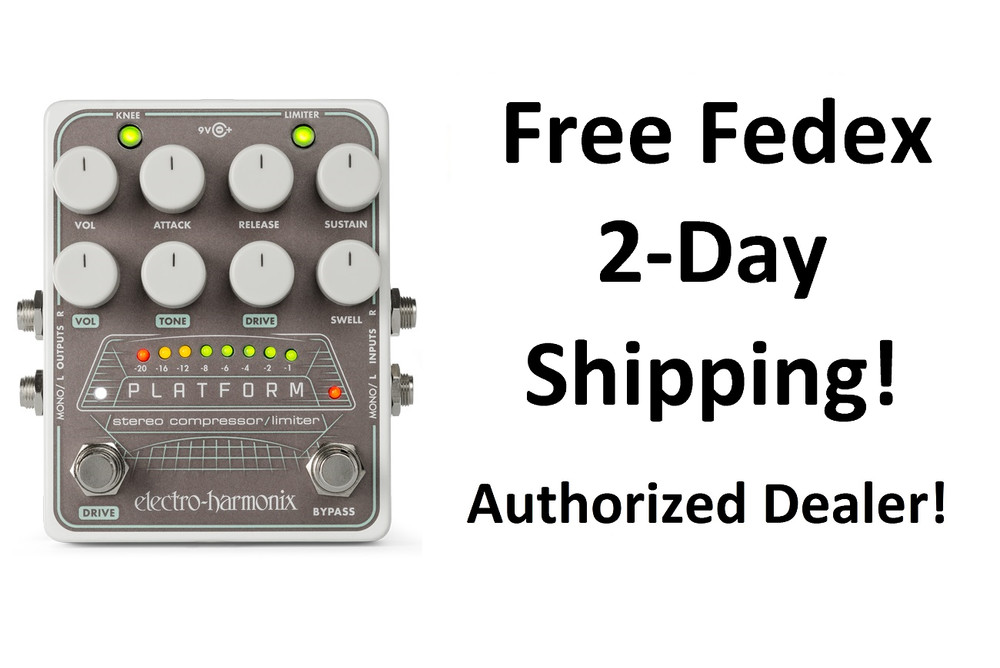 New Electro-Harmonix EHX Platform Stereo Compressor/Limiter Guitar Effects Pedal