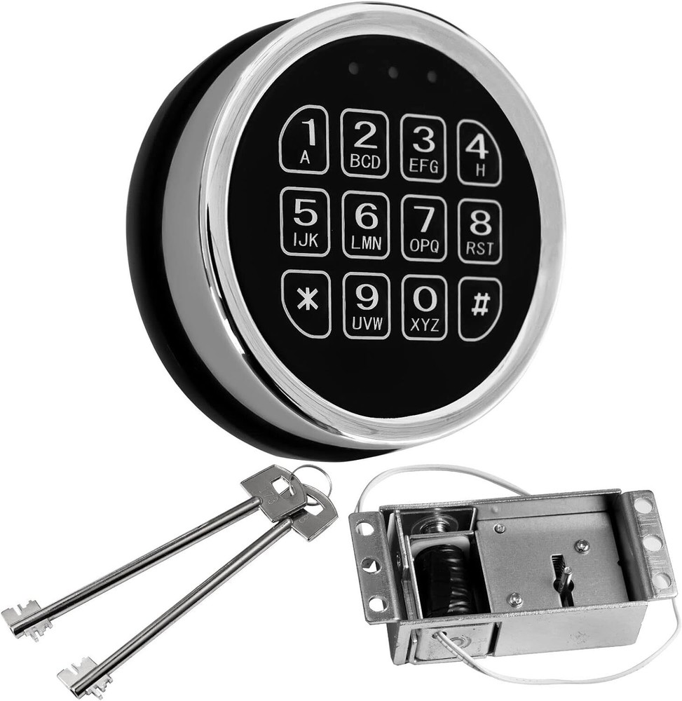Gun Safe Lock Replacement Chrome Keypad Solenoid Safe Lock with 2 Keys
