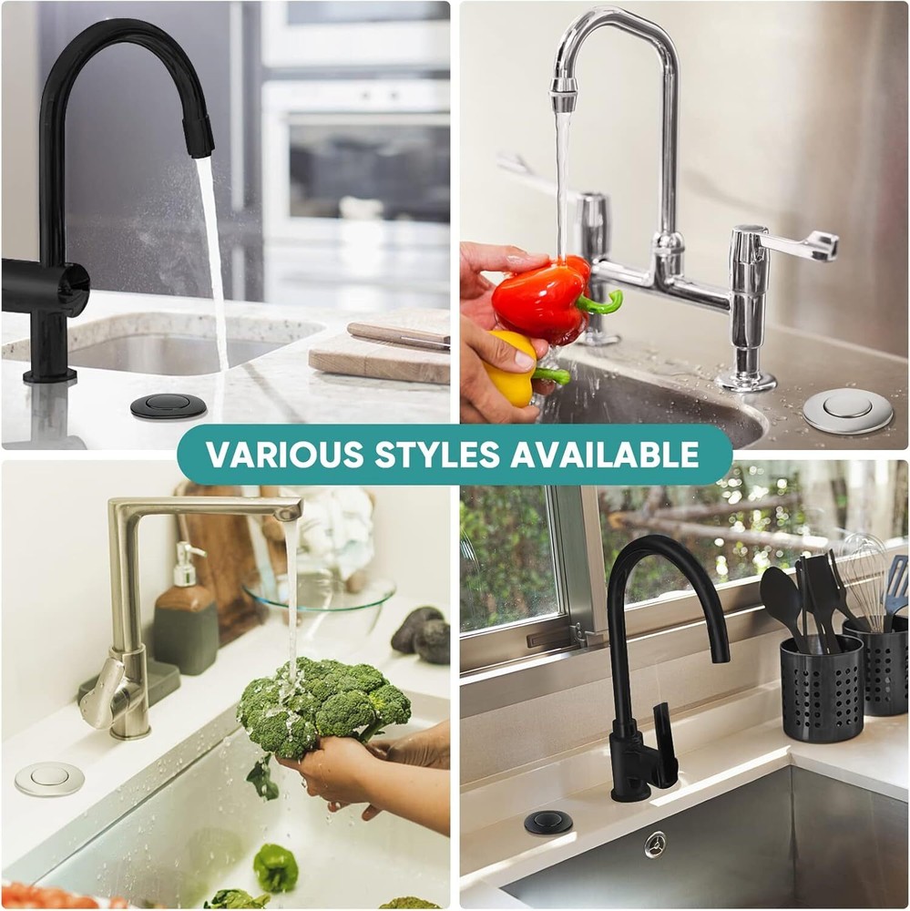 Kitchen Garbage Disposal Sink Top Air Switch Kit Brushed Single Outlet US Plug
