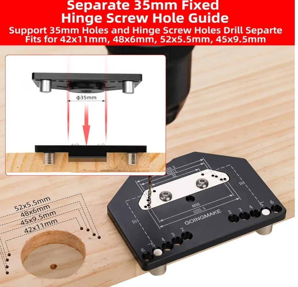 3-Axis Concealed Hinge Jig Ultra with Extra Hinge Screw Hole Guide and Quick Cla
