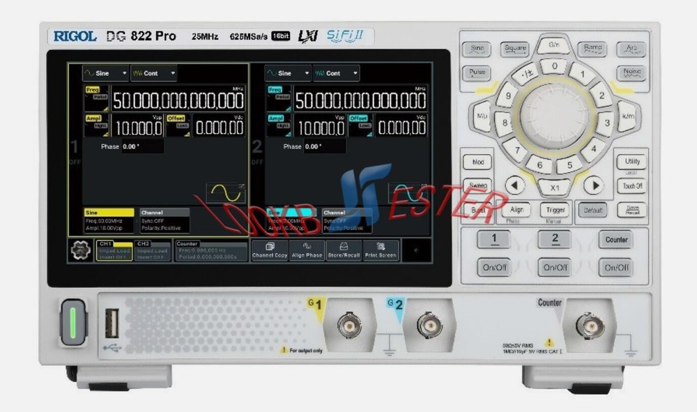 ONE NEW Rigol DG822 Pro Function/Arbitrary Waveform Generator 2 Channel 25 MHz