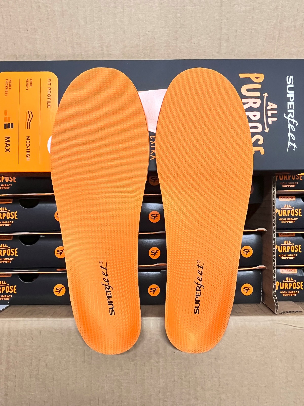 Superfeet All purpose Orange Insoles inserts SIZE D M 7.5-9 / W 8.5-10