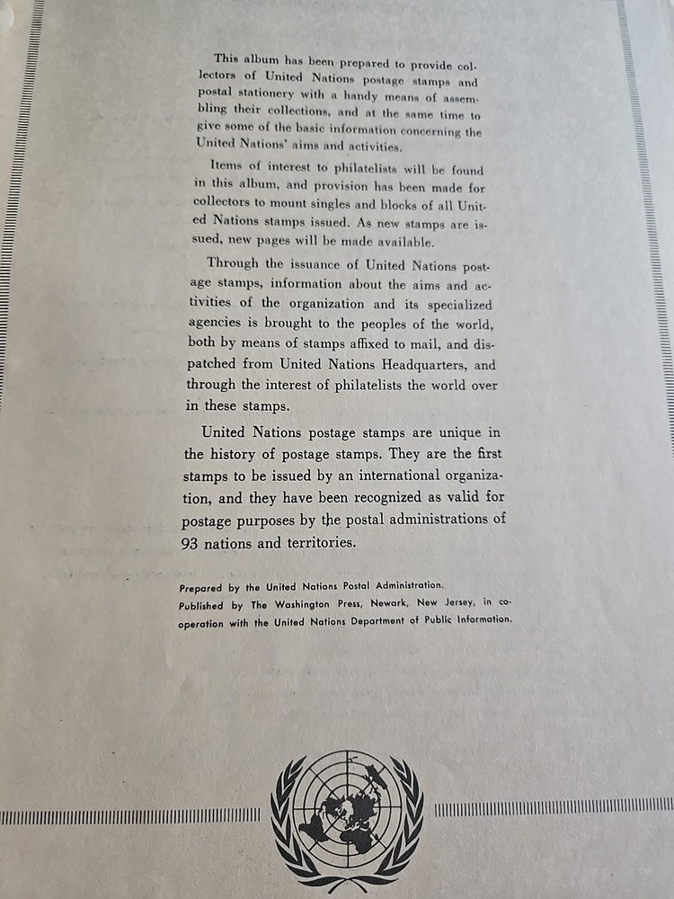 UNITED NATIONS Postage Stamp Collection Postal Stationary Binder