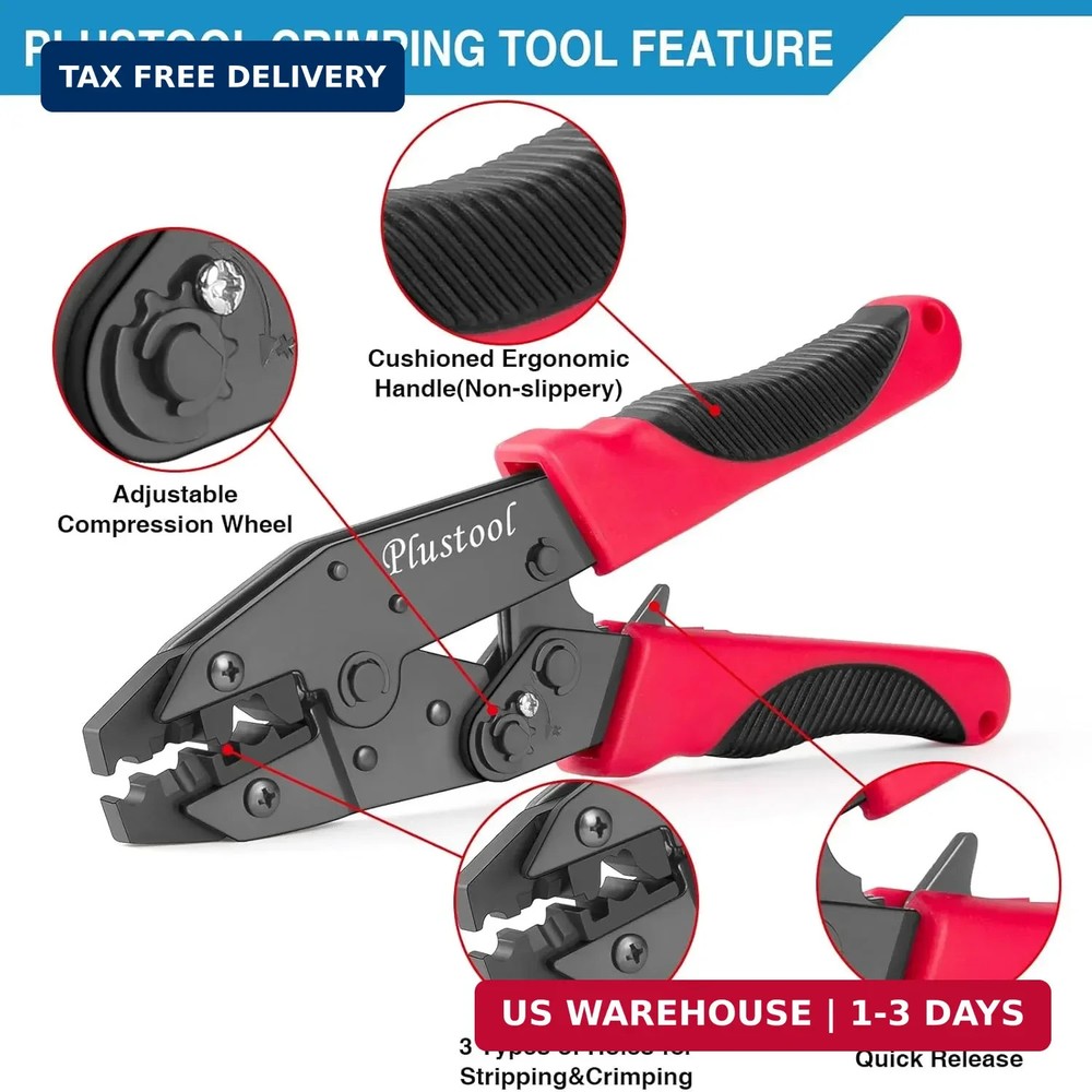 Plustool Crimping Tool for Spark Plug Ignition Wire, 8.5mm Ratchet Spark Plug Wi