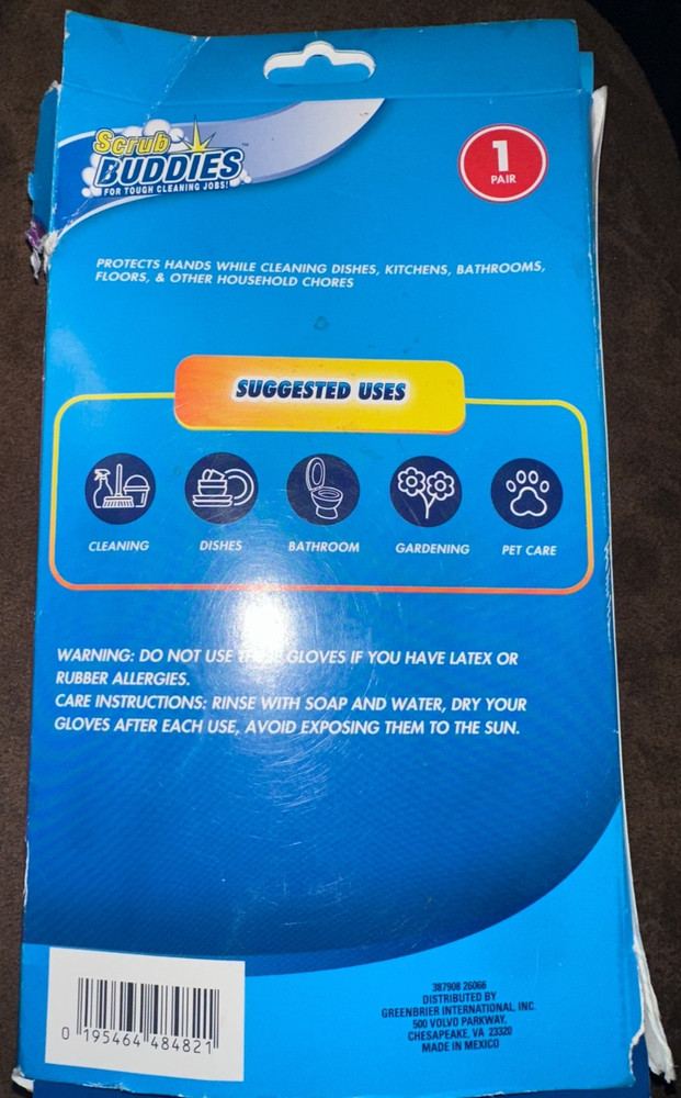 Scrub Buddies Resuable Gloves 1 Pair Large (15 Pack)