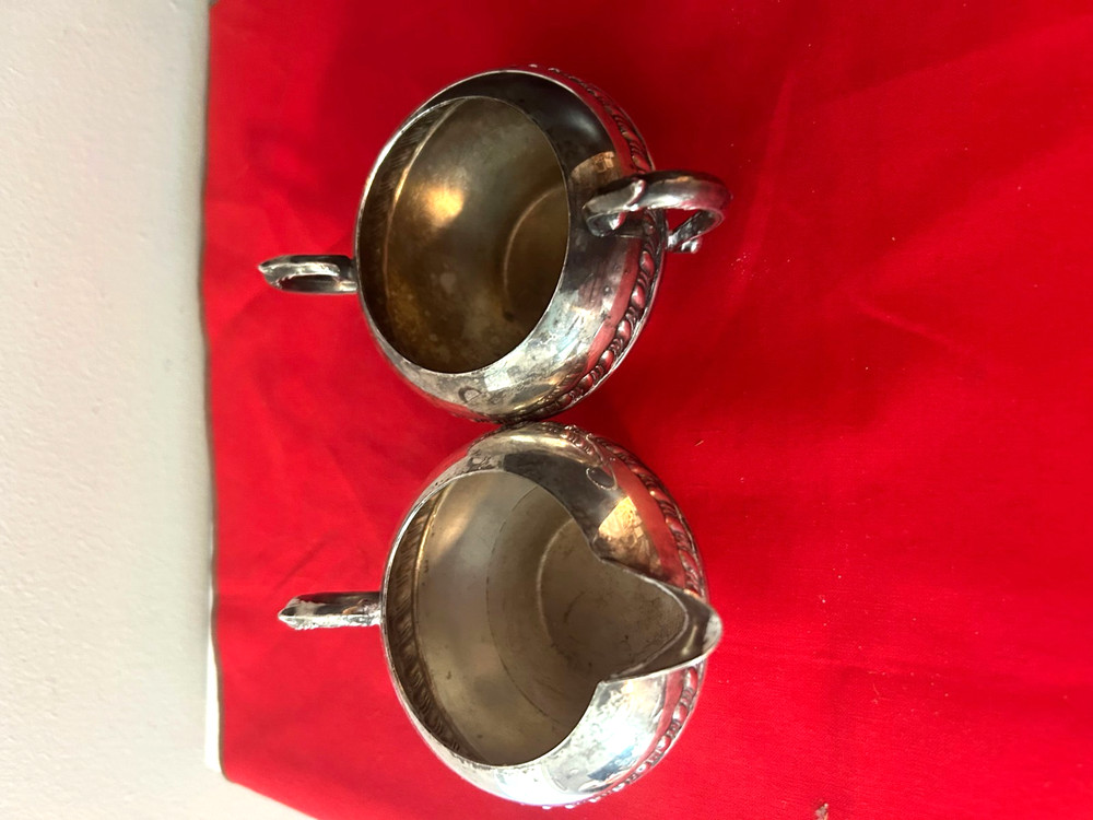 Silver Plated Copper Cream and Sugar Set CROWN MARK