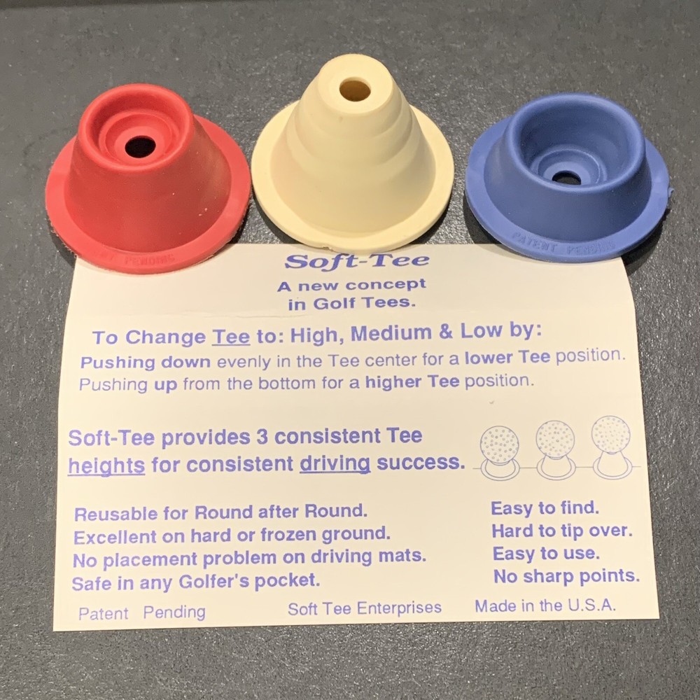 Soft-Tee Adjustable Re-useable Golf Tees - Set of 3
