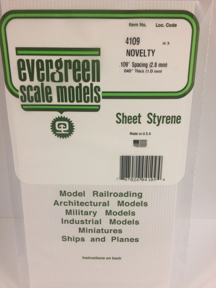 Evergreen Scale Models 4109 Novelty Styrene Siding,.109 Spacing