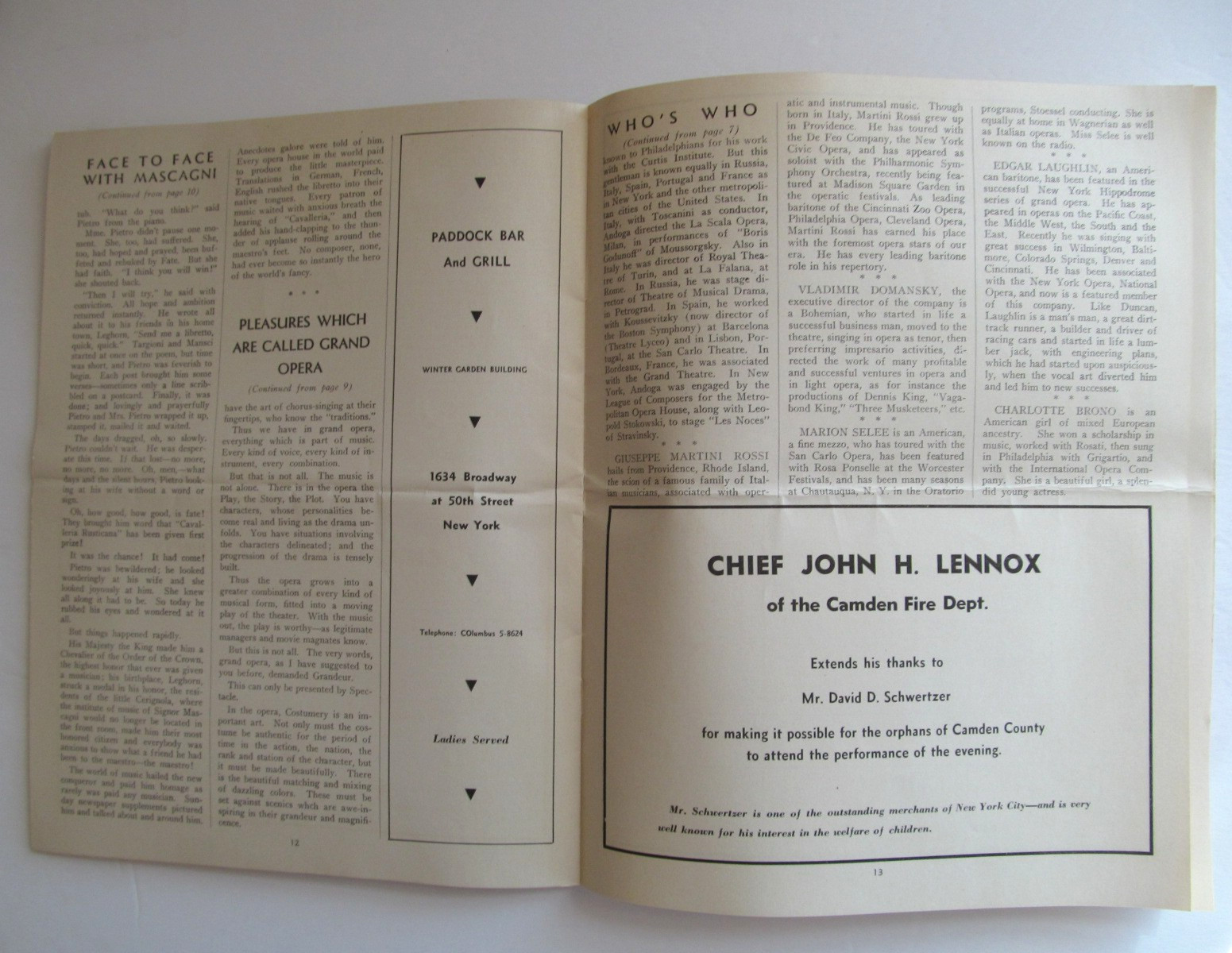 National American Opera Co. - Program - Camden NJ - 1934 - Cav/Pag