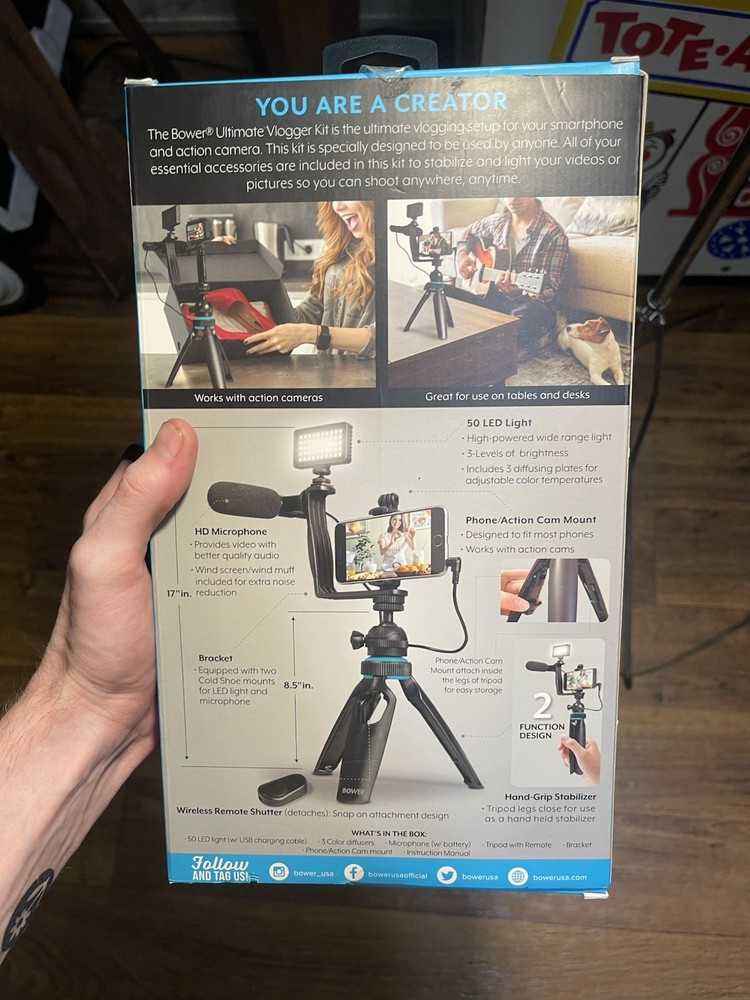 Bower Ultimate Vlogger Kit Smartphone Vlogging Setup - New Open Box