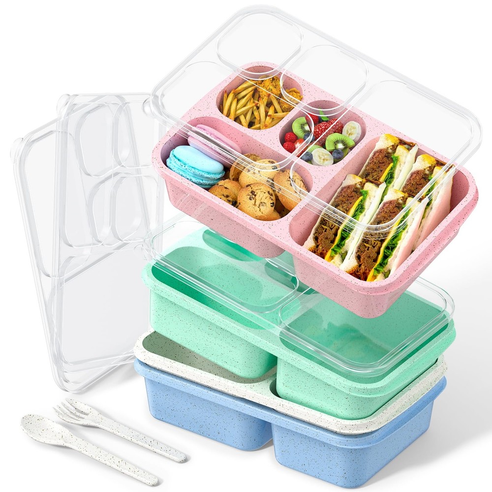 Large Capacity Bento Box for Adults, 4-Piece Set – Stackable Lunch Box with 4...