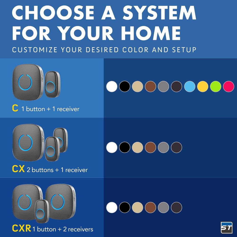 SadoTech Wireless Doorbell, Beige, 1 Plug In Receiver