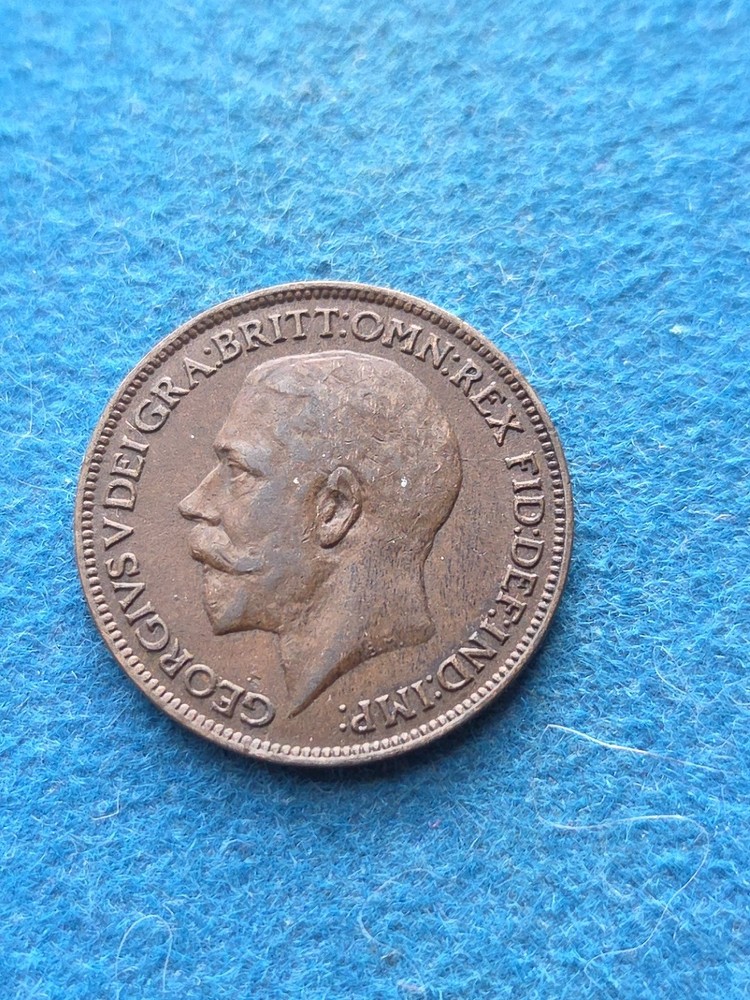 1923 Great Britain Farthing coin, Unc -s