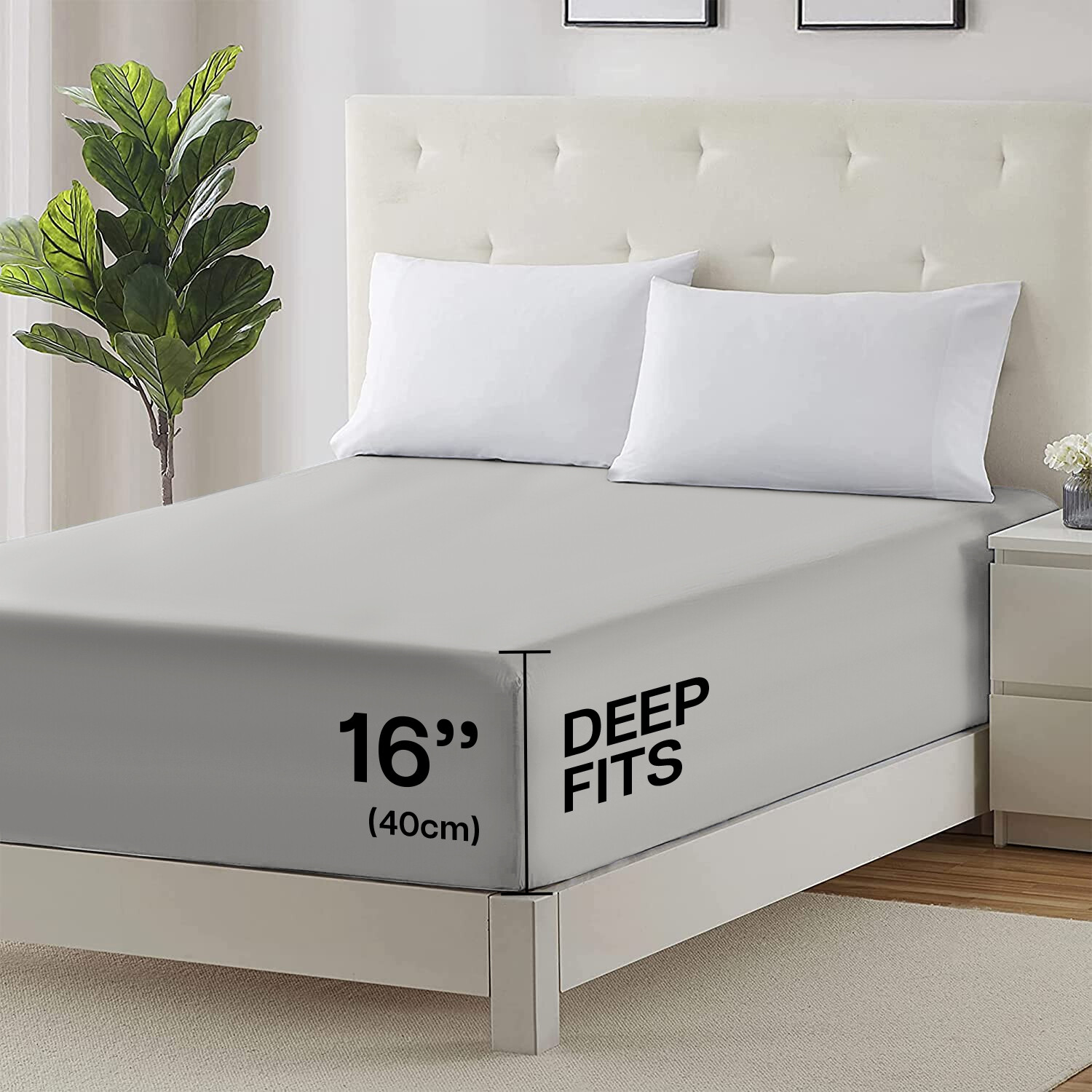 Fitted sheet King Size 16” Deep Pocket Easy Care Breathable Elastic Bed Sheets