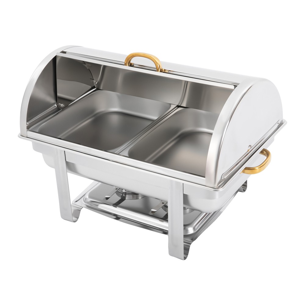 9L Rectangular Stainless Steel Double-compartment Chafing Dish Buffet Warmer HOT