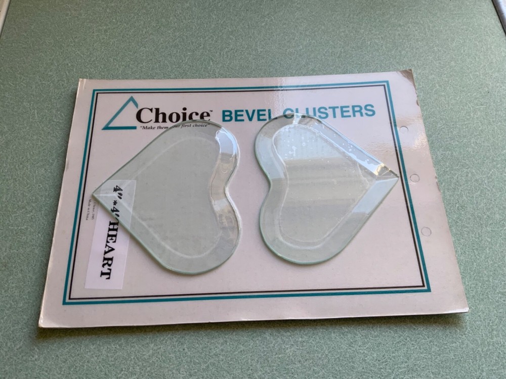 Clear glass heart bevel cluster 4" x 4"