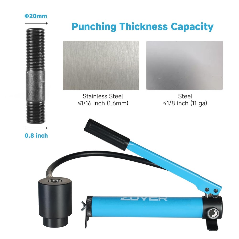 Hydraulic Knockout Punch Set KO Tool 10T - Electrical Conduit Hole Cutter wit...