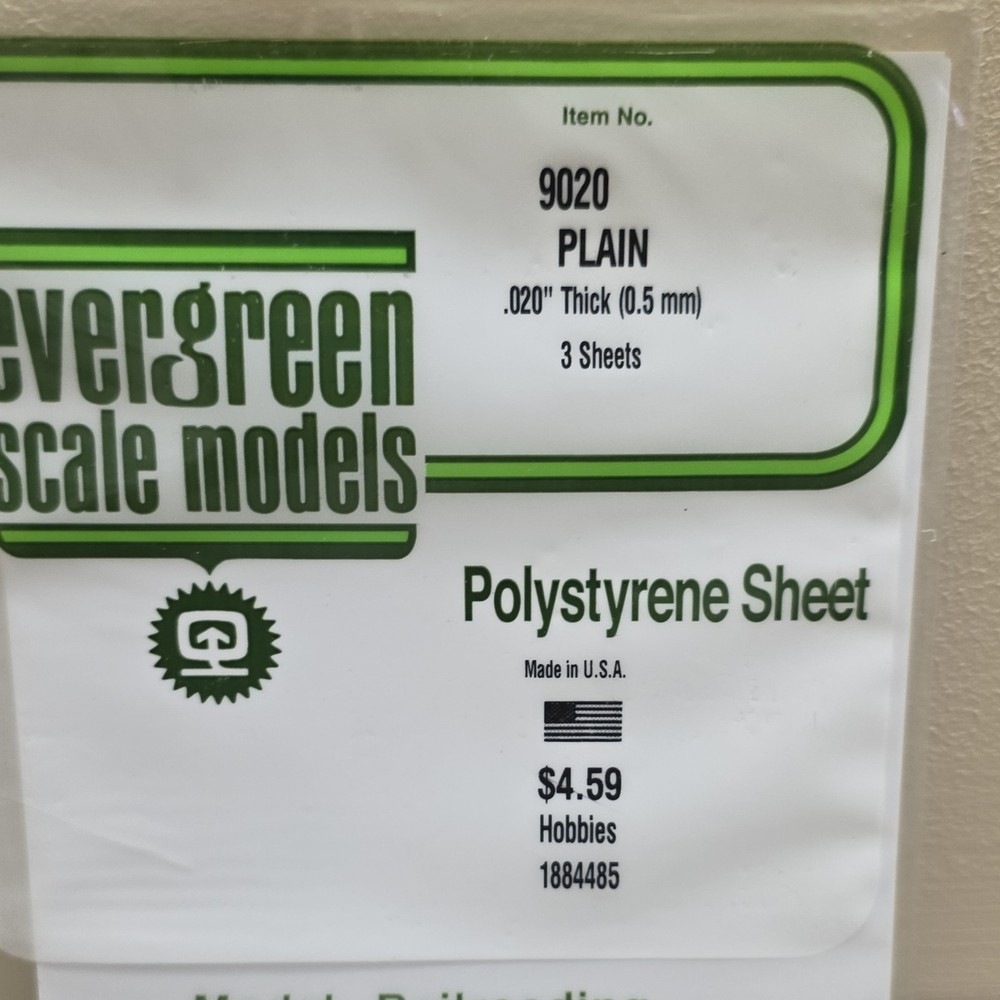 Evergreen Scale Models Polystyrene Sheet 9020 Plain 0.020" (0.5mm) 3 Sheets
