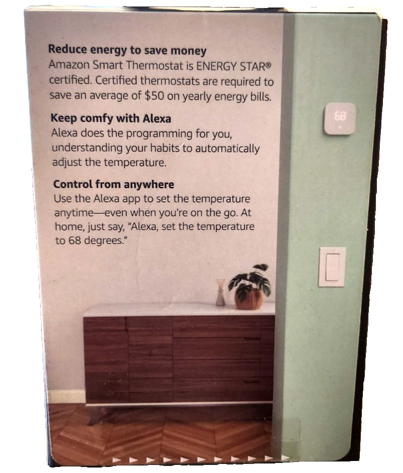 Amazon Smart Thermostat without C-Wire Adapter - White NEW FREE/FAST SHIP