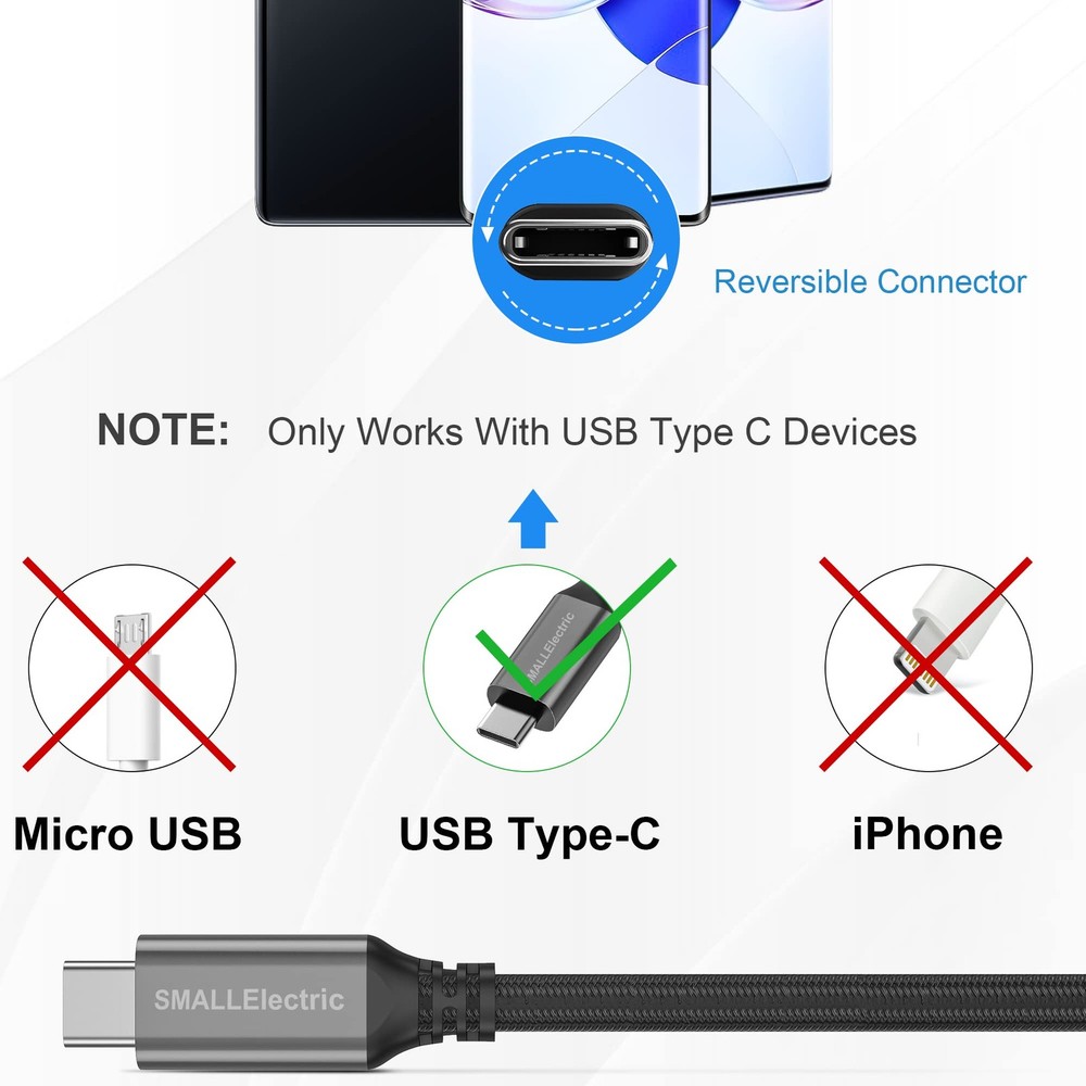 Extra Long USB Type-C 16ft Fast Charging Cable, C to A Quick 16foot, Grey