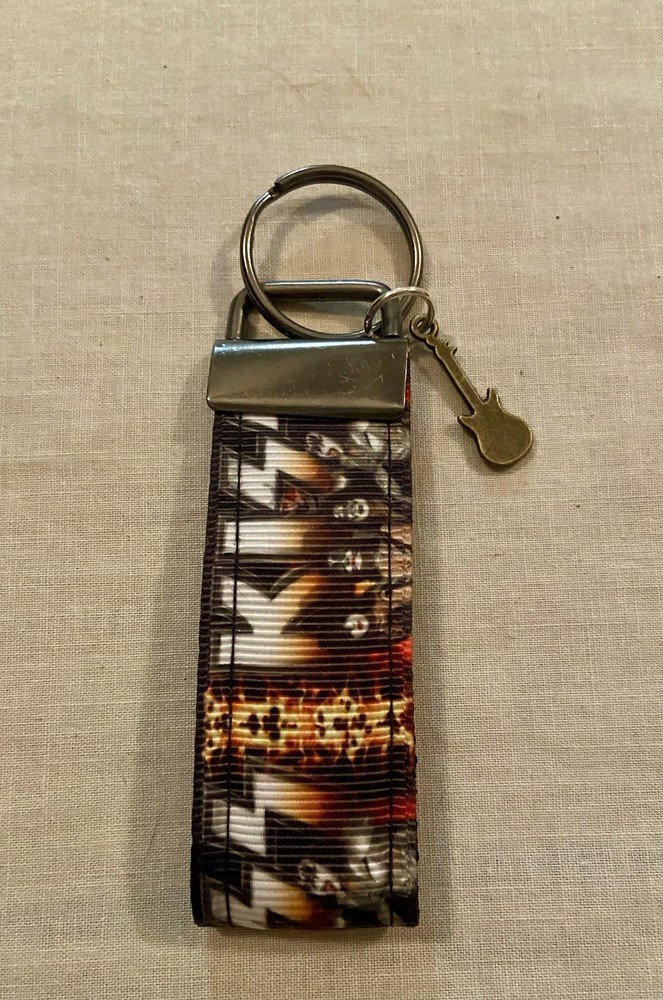 KISS Rock Band 4” Key Fob With Guitar Charm Attached