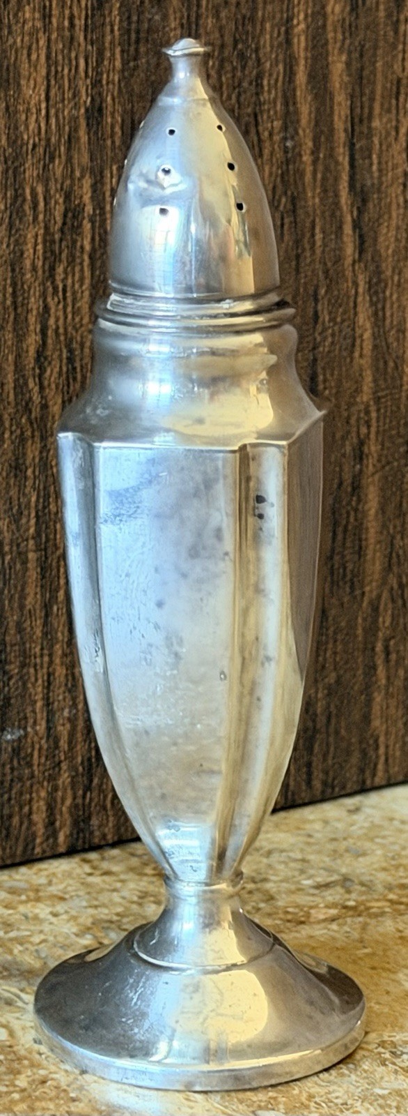 One Antique Sterling Silver Salt Or Pepper Shaker ~ Marked Crown/H/Shield #834