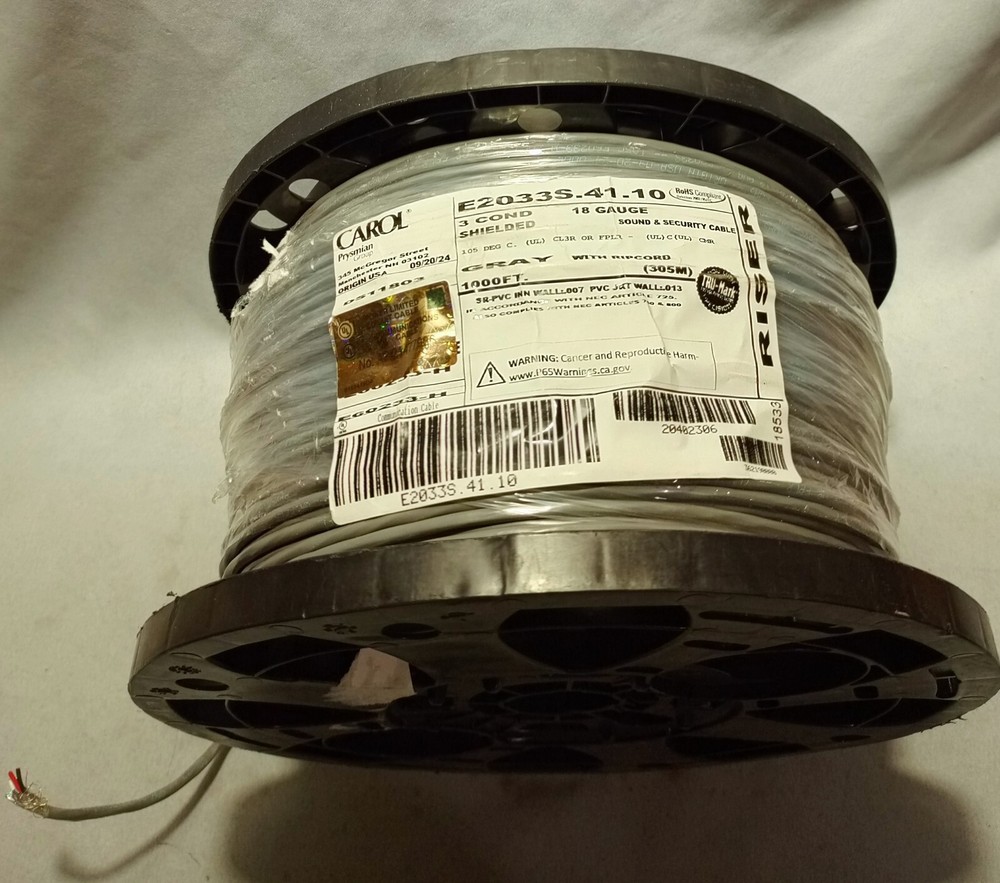 Carol E2033S. 41.10 3 Cone Shielded 18 Guage Gray 1000'