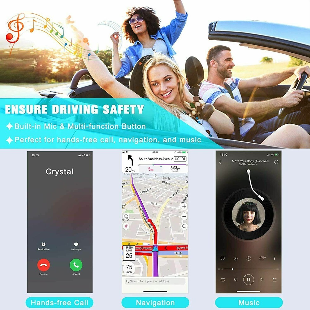 Bluetooth Transmitter Call Music Receiver AUX Adapter for Car Headphone iPod