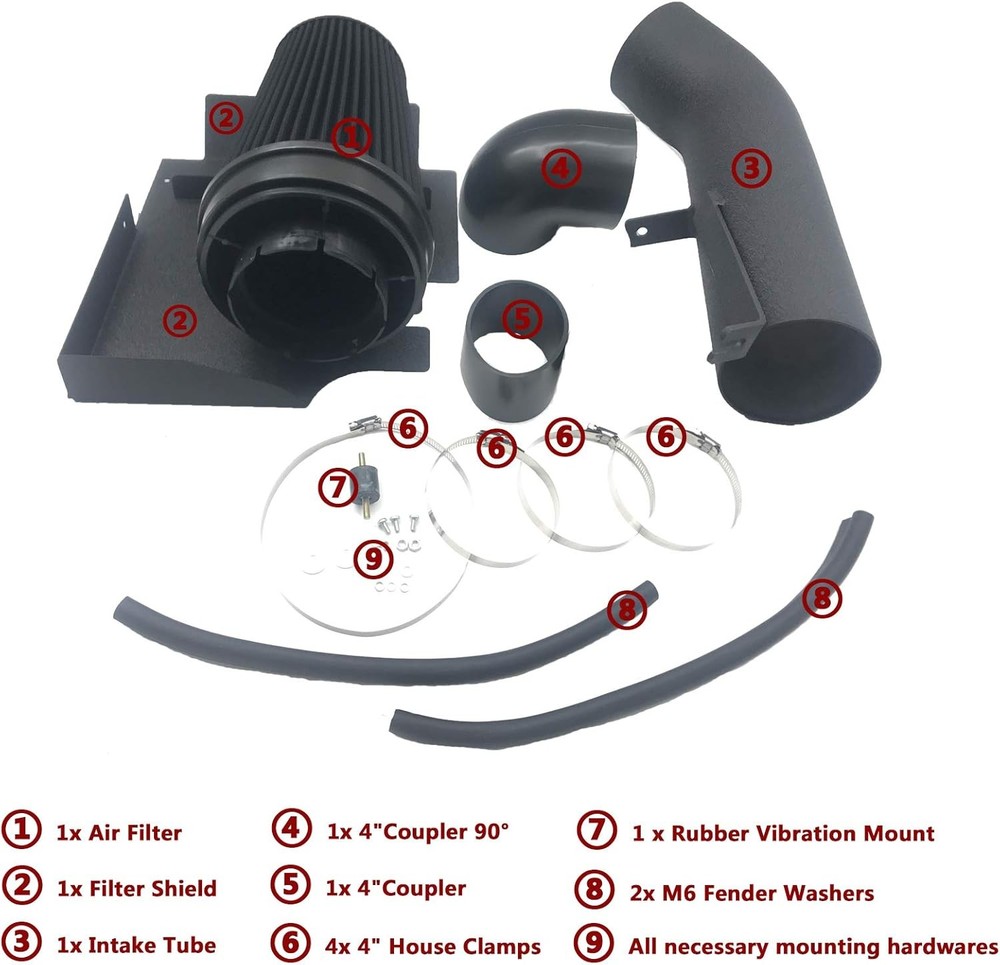 Cold Air Intake Kit with Heat Shield for Silverado