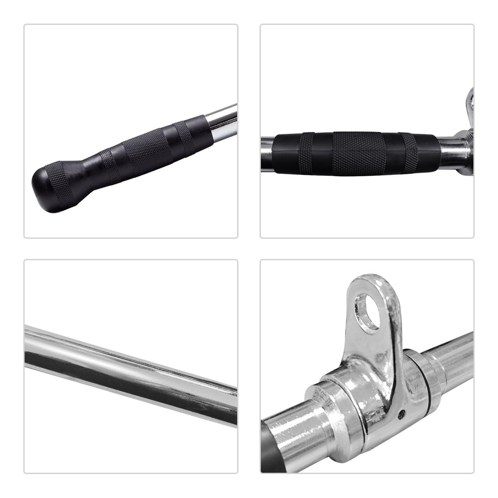 48'' LAT Pull Down Bar: Rotating Double Hooks for Dual Pulley Cable Machine -...