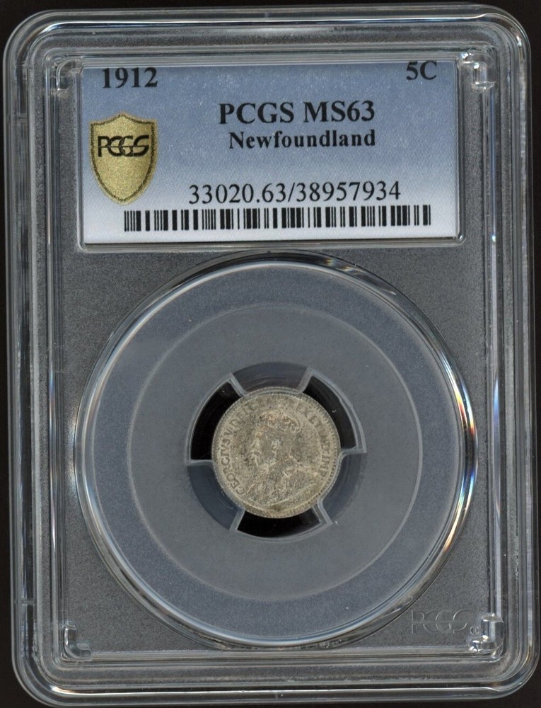 1912 Newfoundland 5 cents PCGS MS63