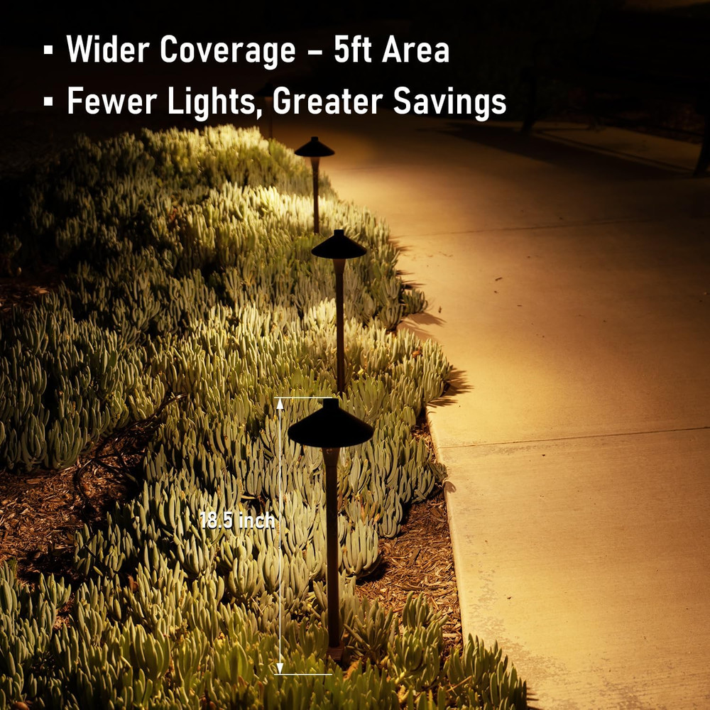 LEONLITE Update 5CCT Low Voltage Pathway Lights, 12-24V LED Landscape Path Light