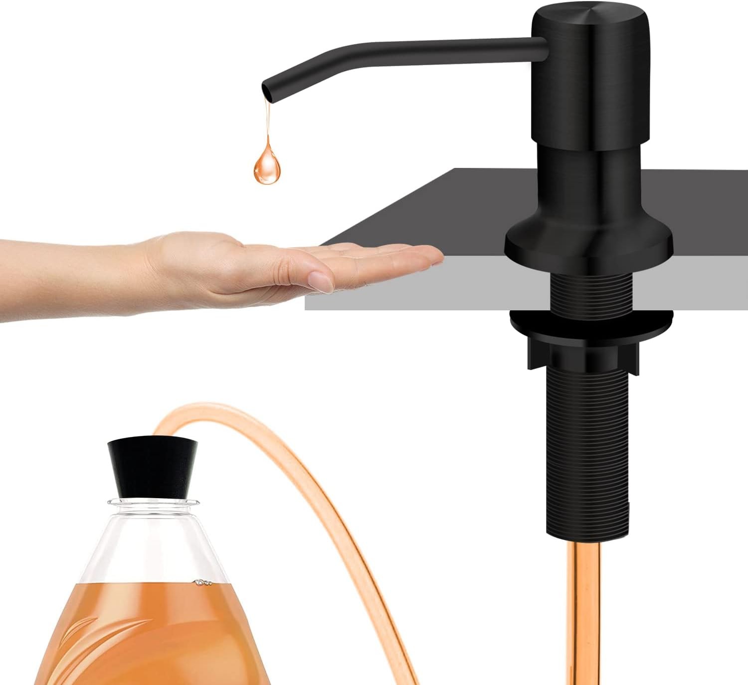 Kitchen Sink Soap Dispenser With 47" Extension Tube kit Sink Soap Dispenser Pump