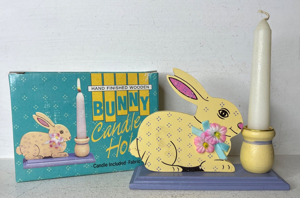 VTG 1990s Giftco Easter Candle Hand Finished Easter Bunny Candle NIOB