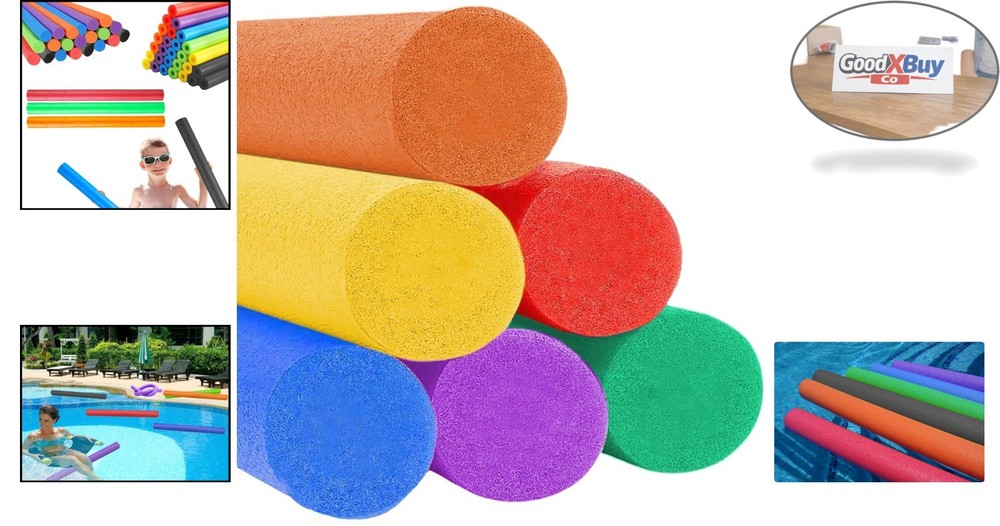 Solid Core Pool Noodles 52 Inch Blue Red Foam Floatation for Swimming, 6-Pack...