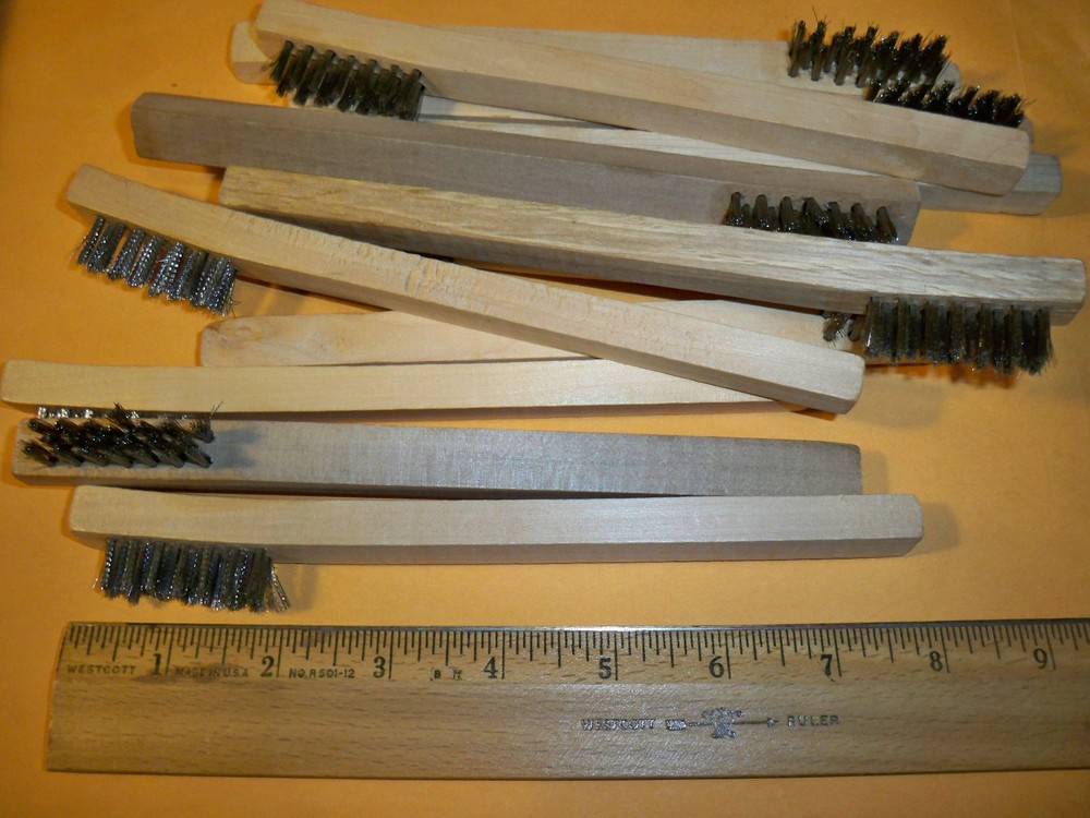 12 Pc WIRE BRUSHES WOOD HANDLE TOOTH BRUSH Style Stainless Wire