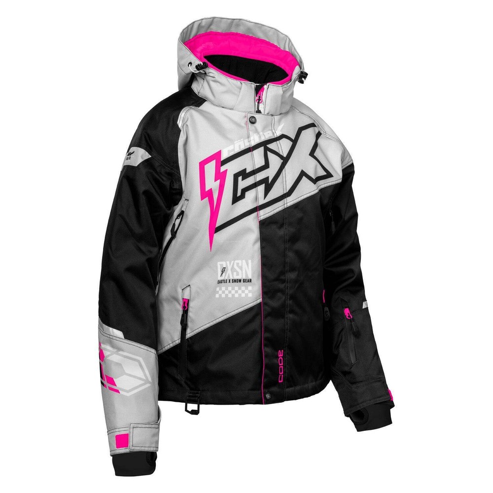Castle X Code G5 Women's Snowmobile Jacket - Silver/Black/Pink Glo